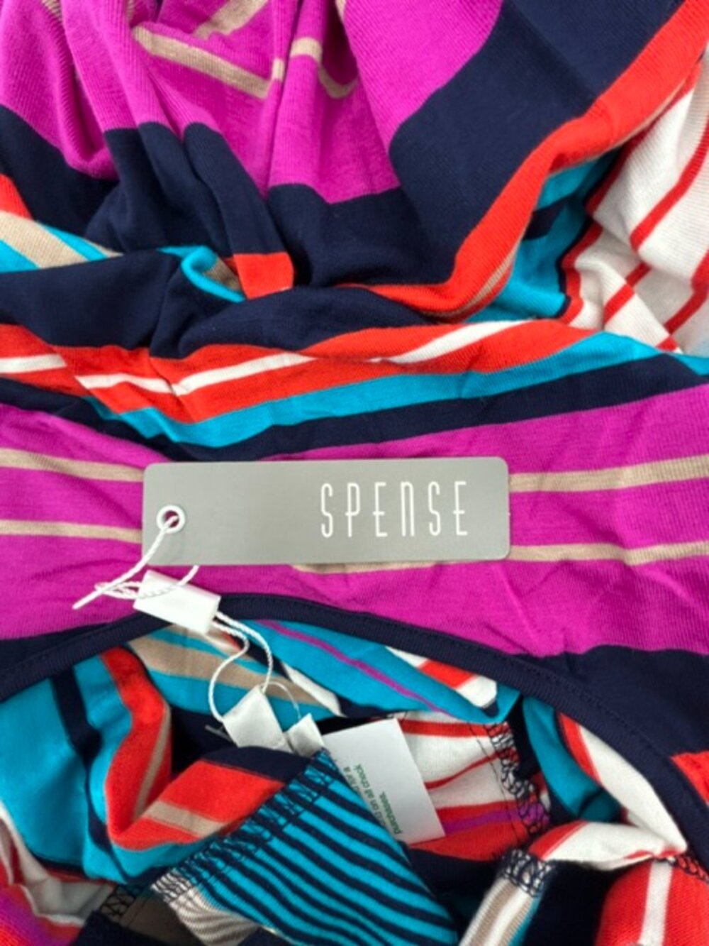 Spense Multi-colored Rainbow Striped Knit Dress Size Large Lace-up Grommet Neckl - Picture 3 of 7